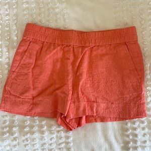 J Crew coral elastic waist shorts. Size 4.